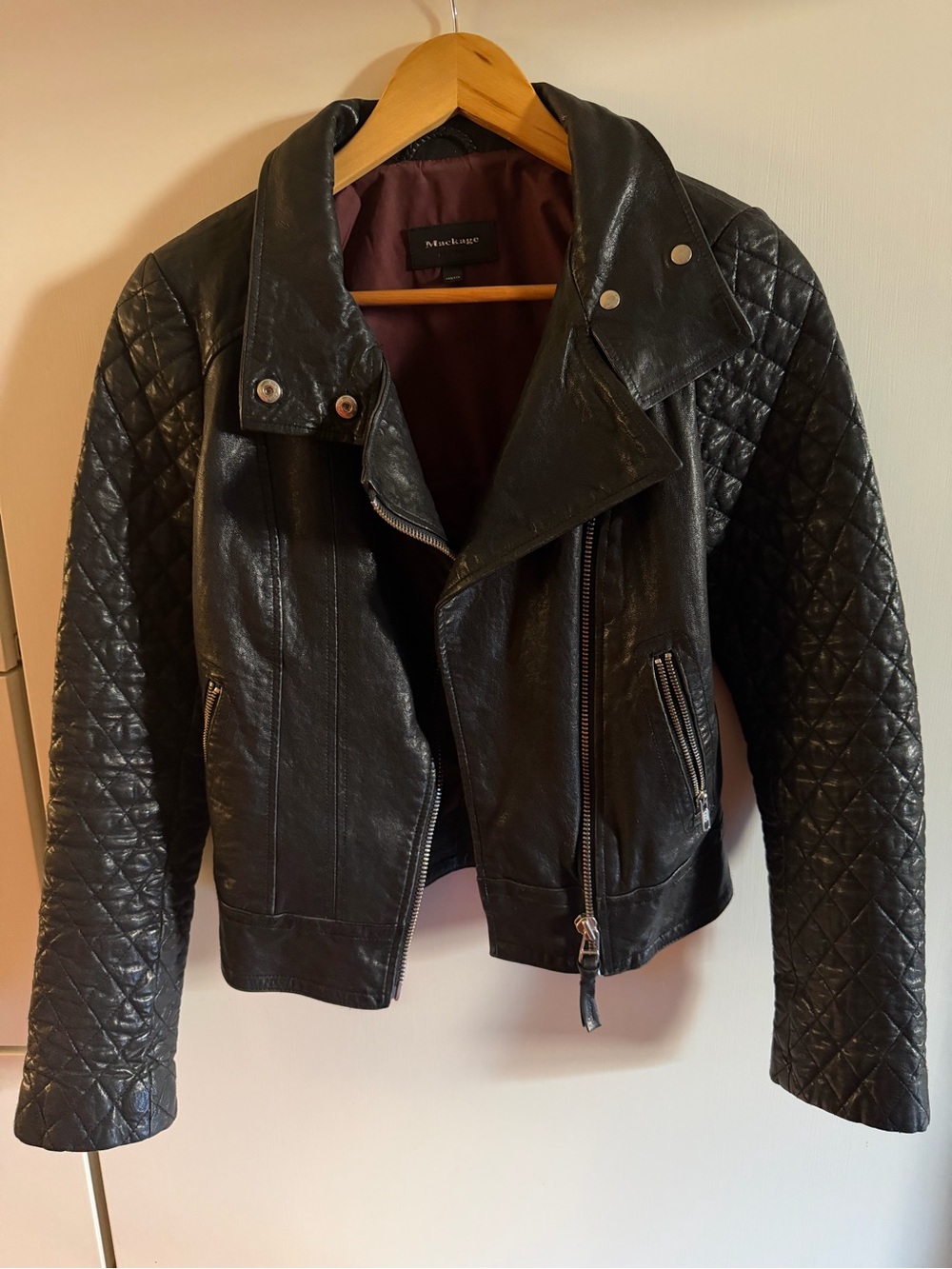 Mackage Black Quilted Leather Moto Jacket